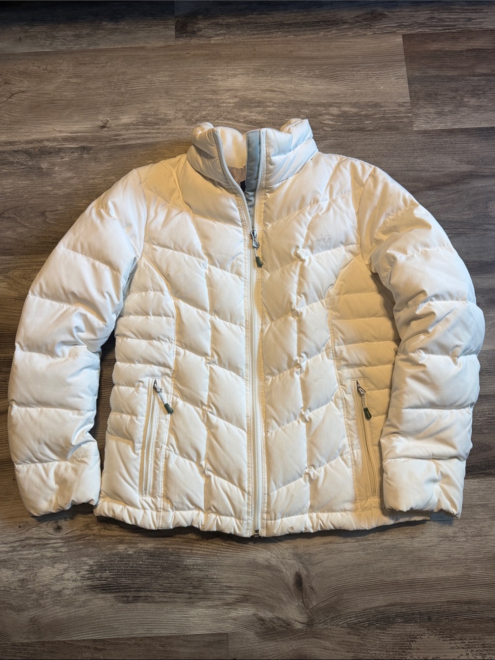 Lands' End Light Cream Quilted Puffer Jacket